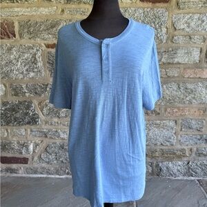 Vince Sky Blue Short Sleeve Henley